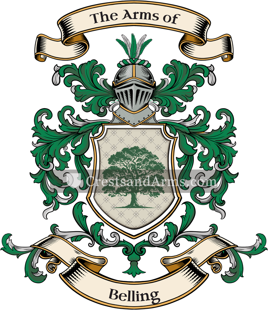 The Belling coat of arms, drawn from the recorded blazon