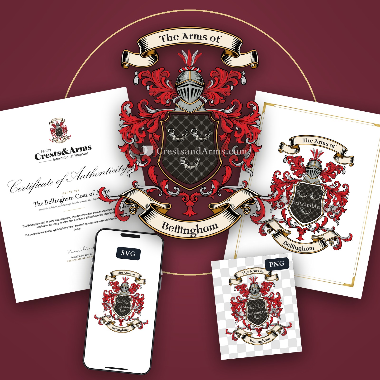 The Bellingham arms on the coat of arms — digital pack