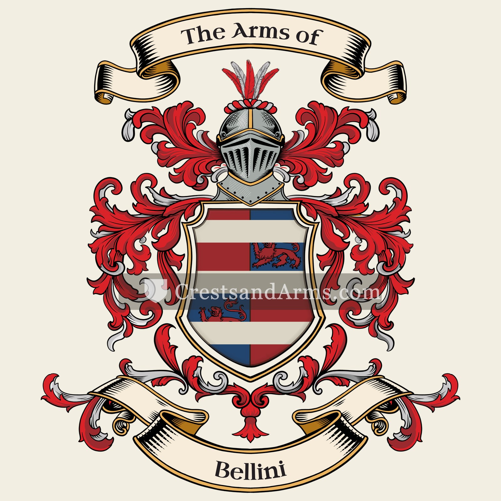 The Bellini coat of arms, drawn from the recorded blazon