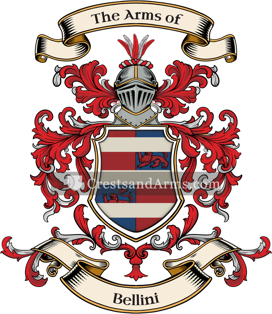 The Bellini coat of arms, drawn from the recorded blazon