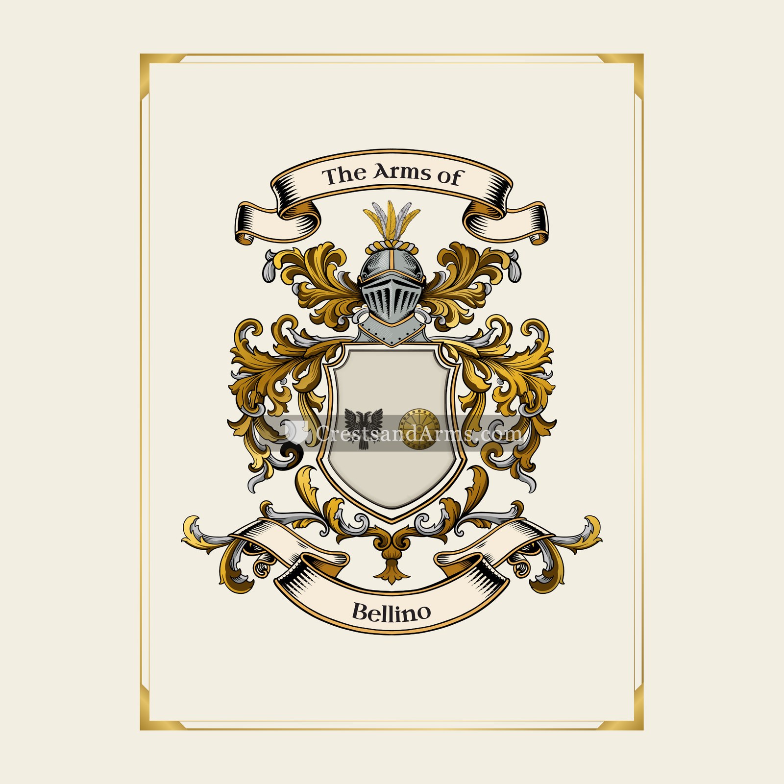 With gold border