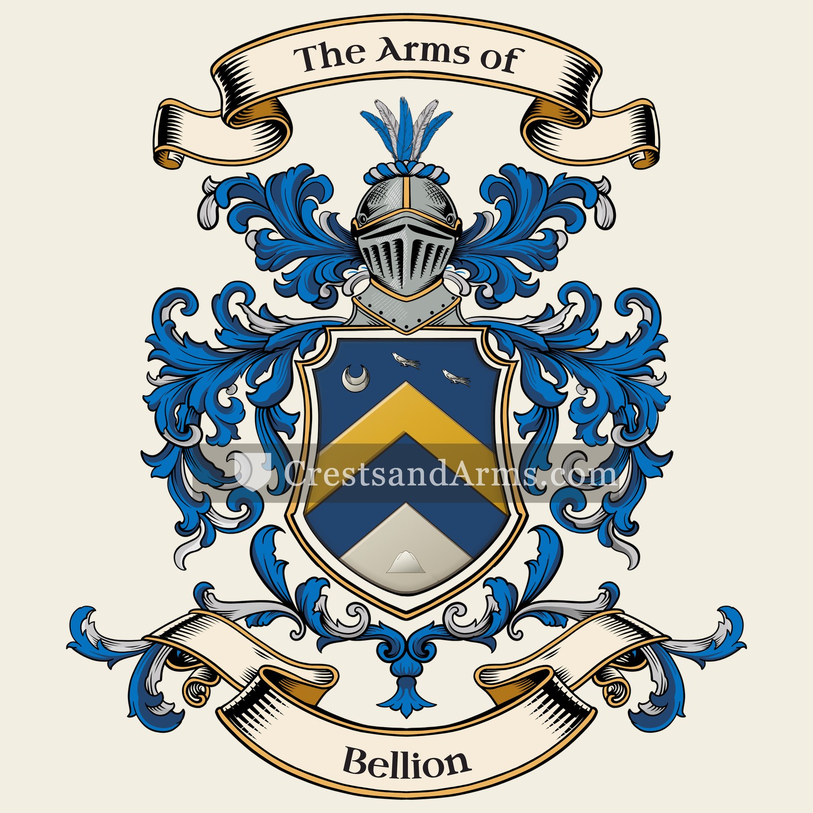 The Bellion coat of arms, drawn from the recorded blazon