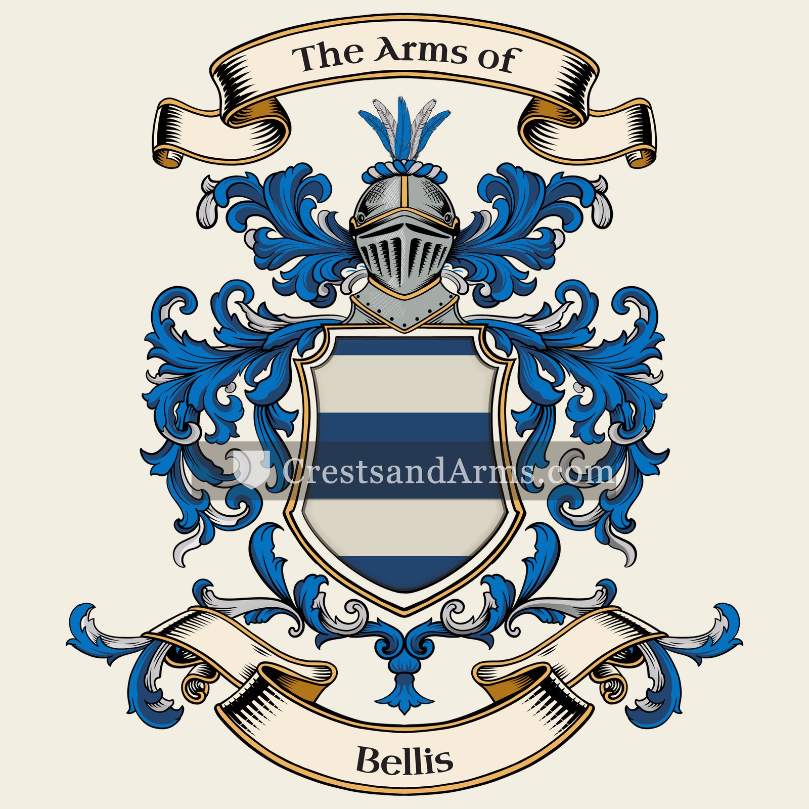 The Bellis coat of arms, drawn from the recorded blazon