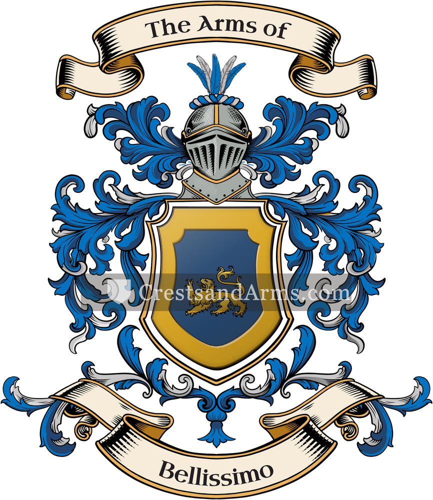 The Bellissimo coat of arms, drawn from the recorded blazon