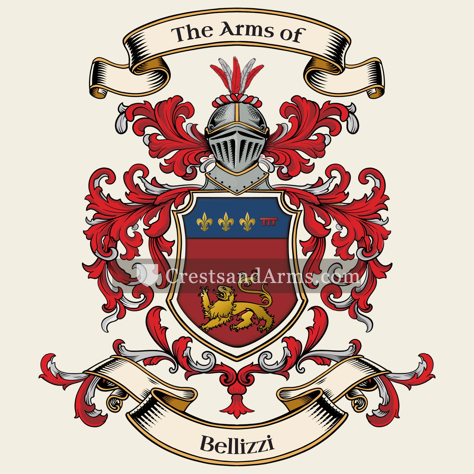 The Bellizzi coat of arms, drawn from the recorded blazon