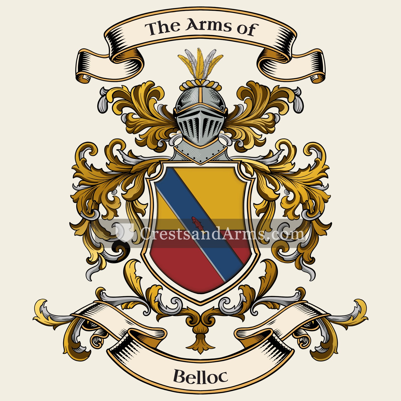 The Belloc coat of arms, drawn from the recorded blazon
