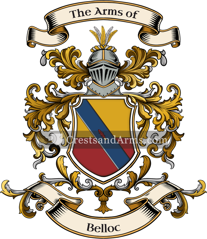 The Belloc coat of arms, drawn from the recorded blazon