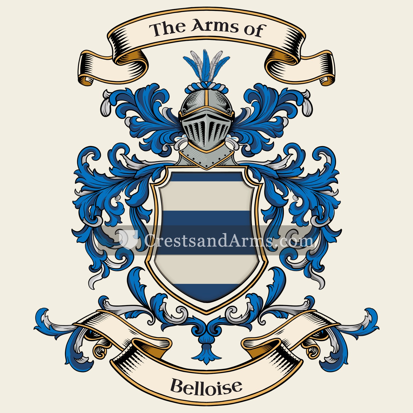 The Belloise coat of arms, drawn from the recorded blazon
