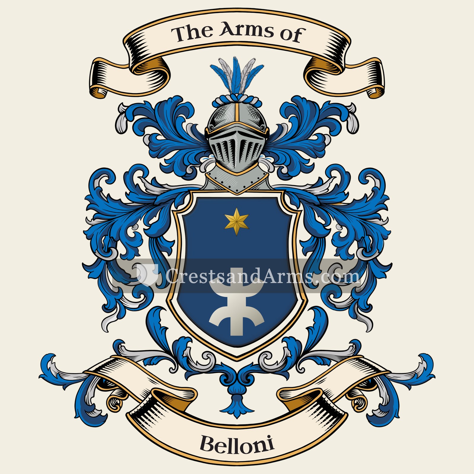 The Belloni coat of arms, drawn from the recorded blazon