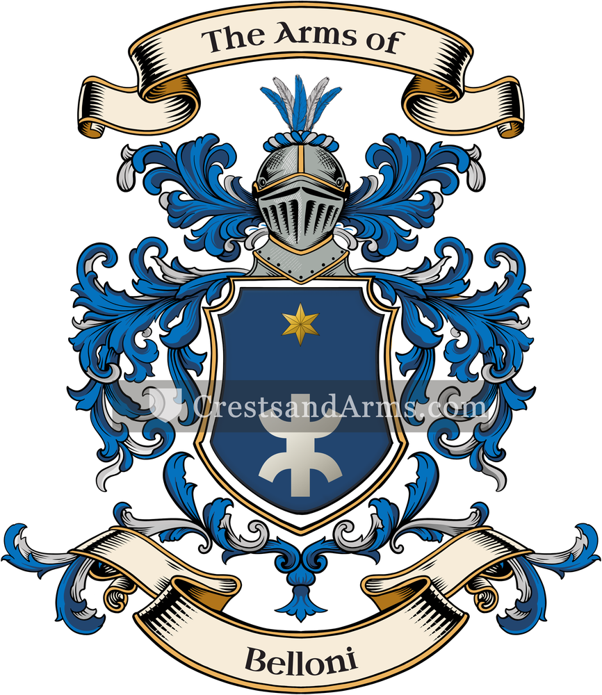 The Belloni coat of arms, drawn from the recorded blazon