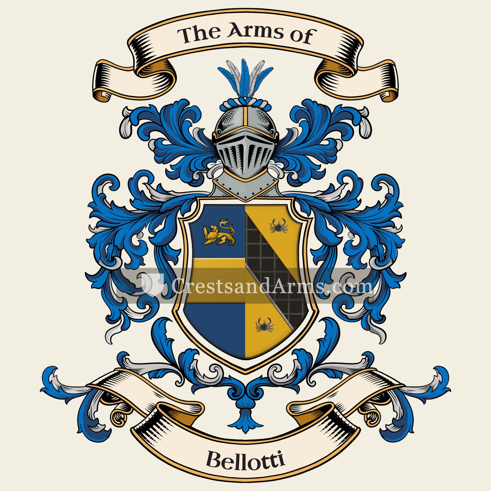 The Bellotti coat of arms, drawn from the recorded blazon