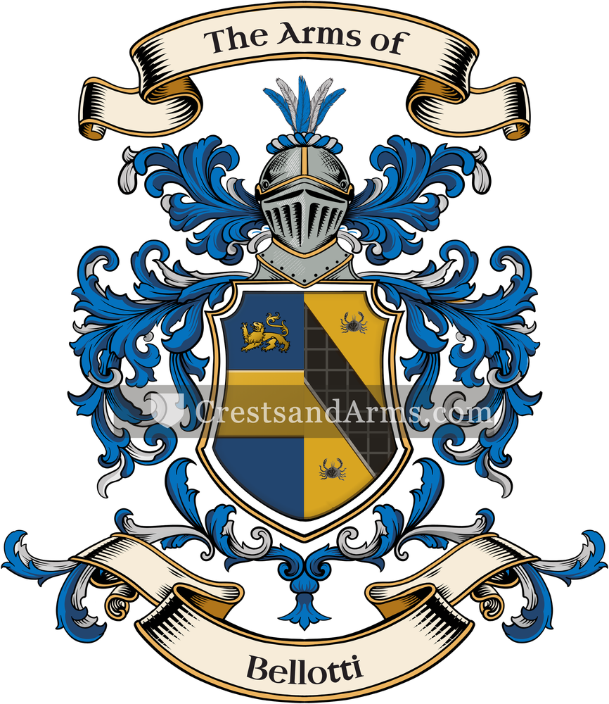 The Bellotti coat of arms, drawn from the recorded blazon