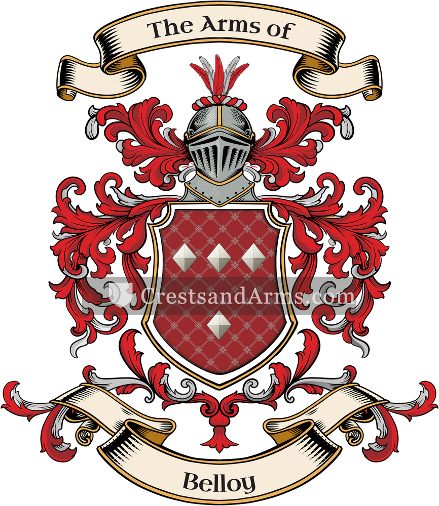 The Belloy coat of arms, drawn from the recorded blazon