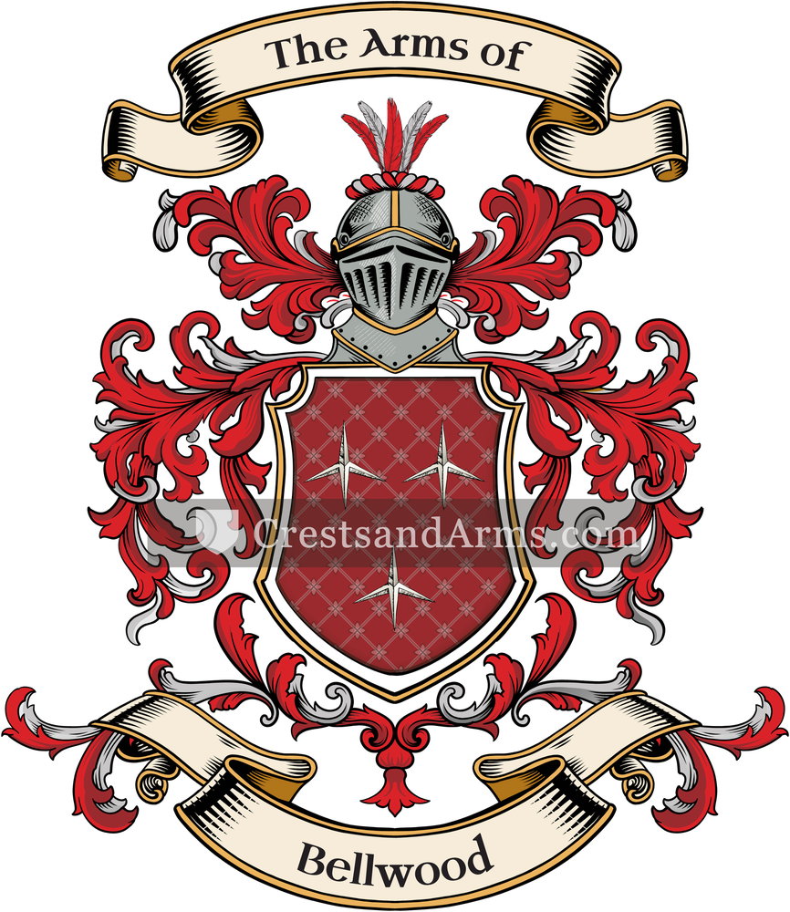 The Bellwood coat of arms, drawn from the recorded blazon