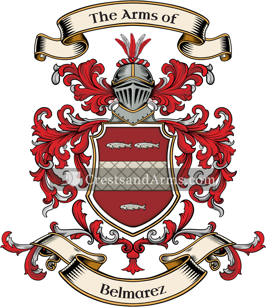 The Belmarez coat of arms, drawn from the recorded blazon