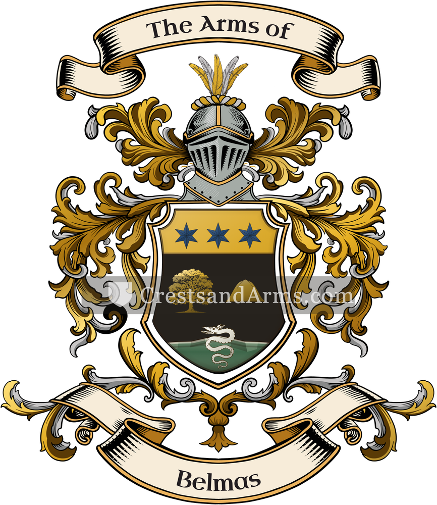 The Belmas coat of arms, drawn from the recorded blazon