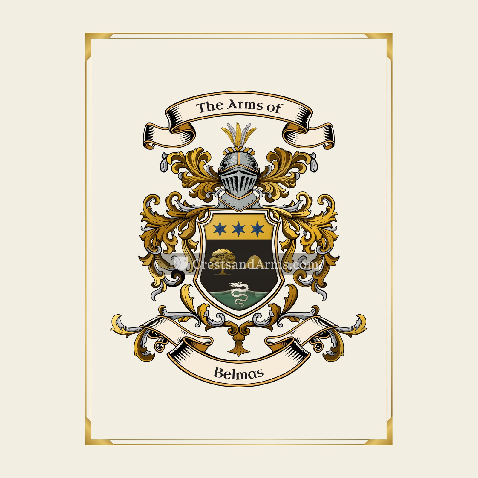 With gold border