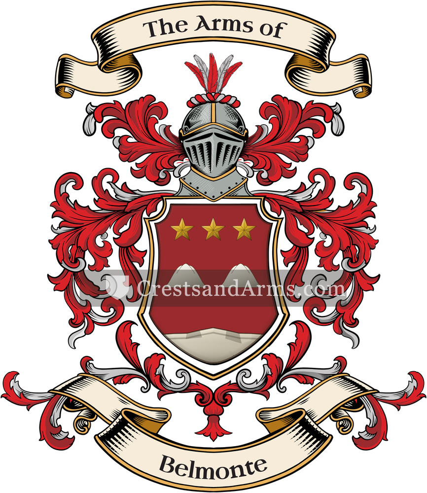 The Belmonte coat of arms, drawn from the recorded blazon