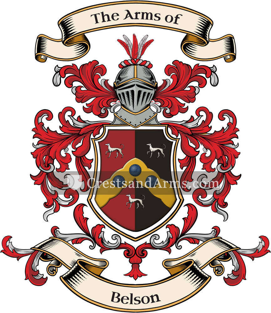 The Belson coat of arms, drawn from the recorded blazon