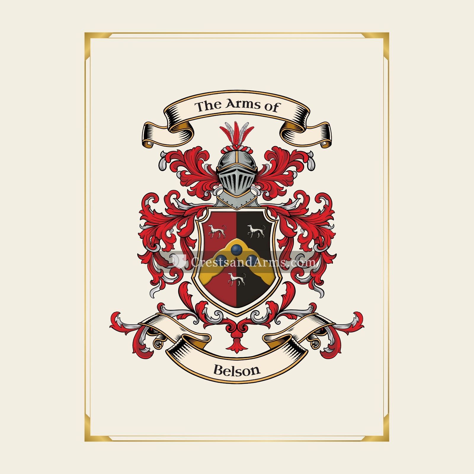 With gold border