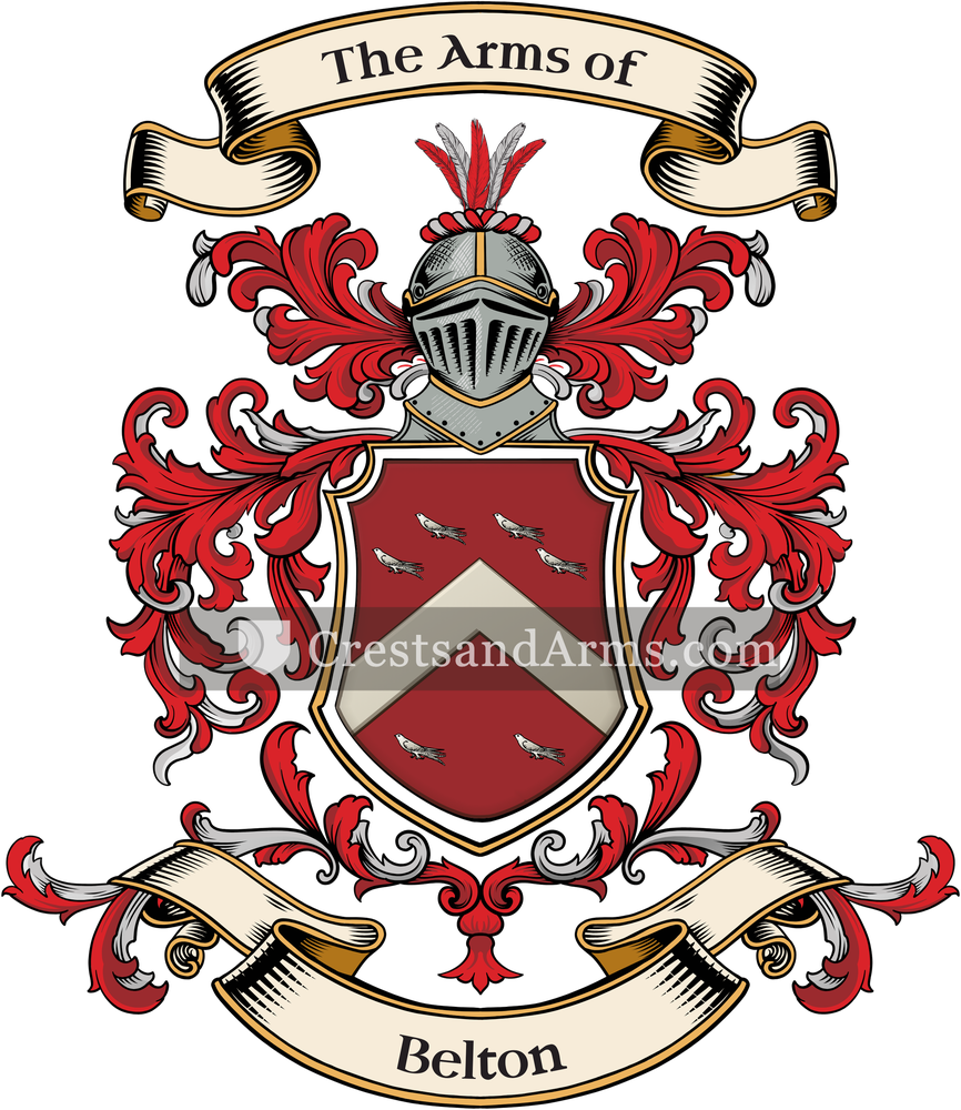 The Belton coat of arms, drawn from the recorded blazon