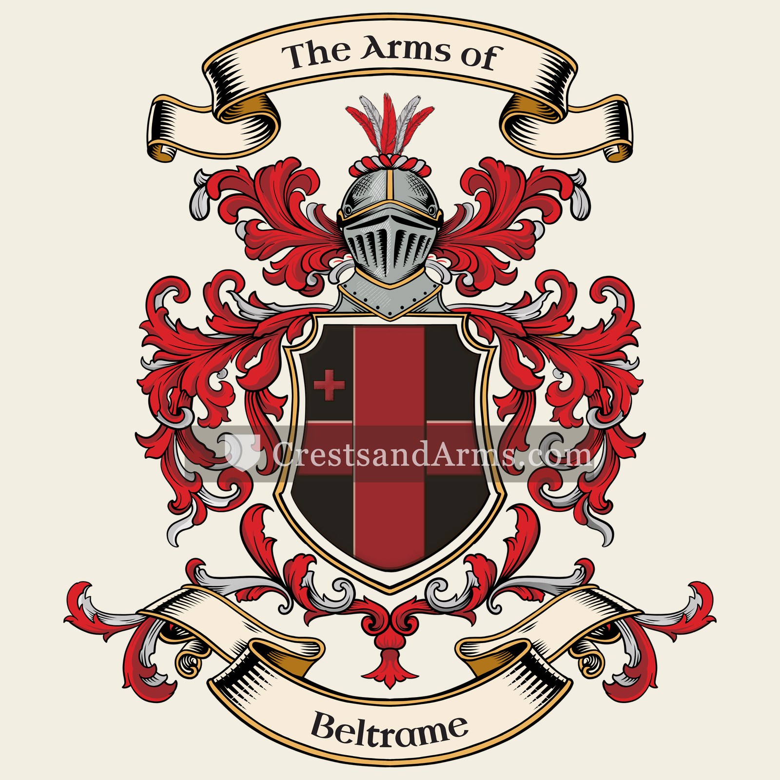 The Beltrame coat of arms, drawn from the recorded blazon