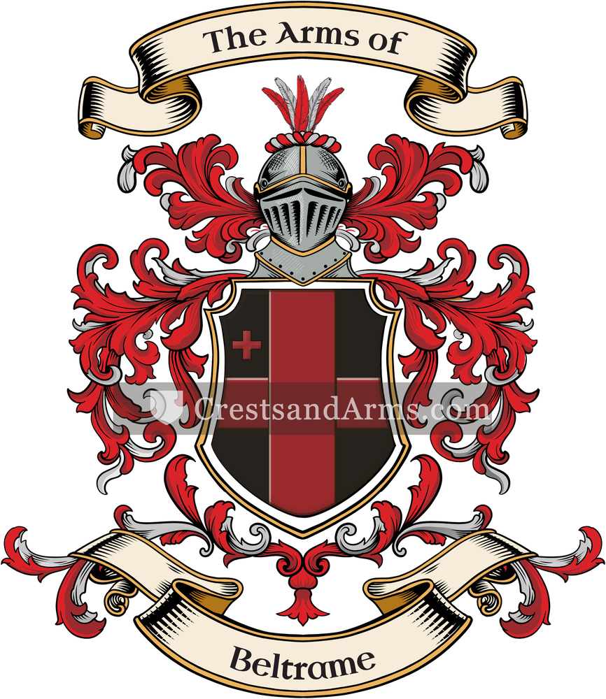 The Beltrame coat of arms, drawn from the recorded blazon