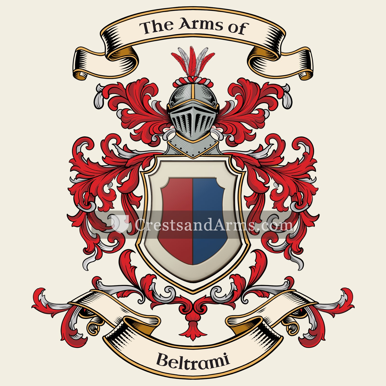 The Beltrami coat of arms, drawn from the recorded blazon