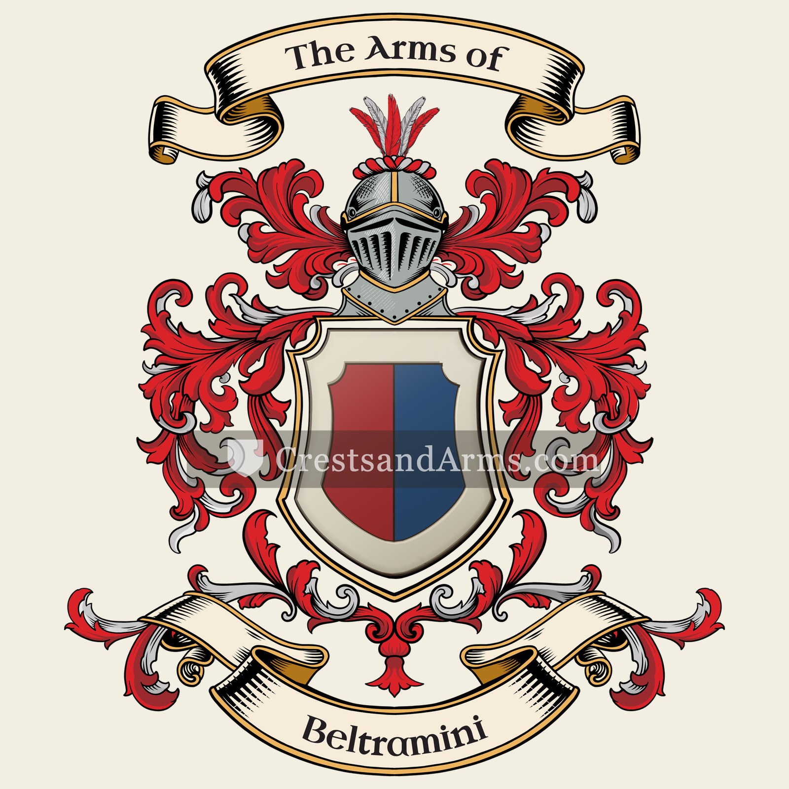The Beltramini coat of arms, drawn from the recorded blazon
