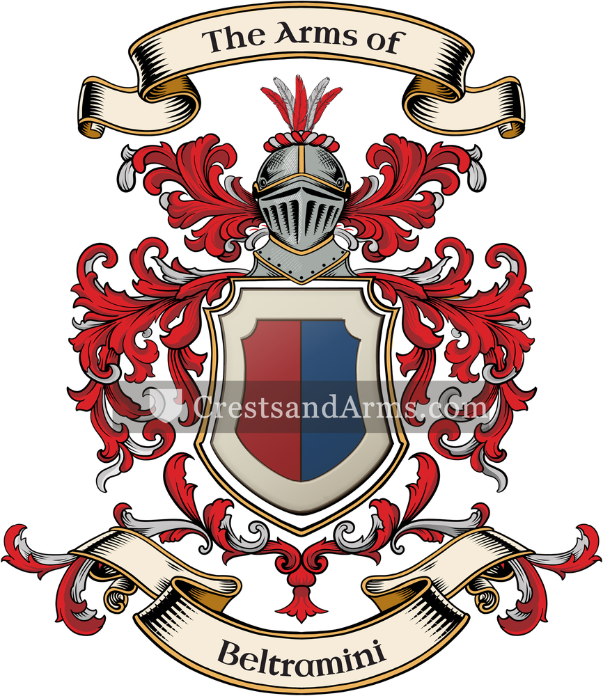 The Beltramini coat of arms, drawn from the recorded blazon