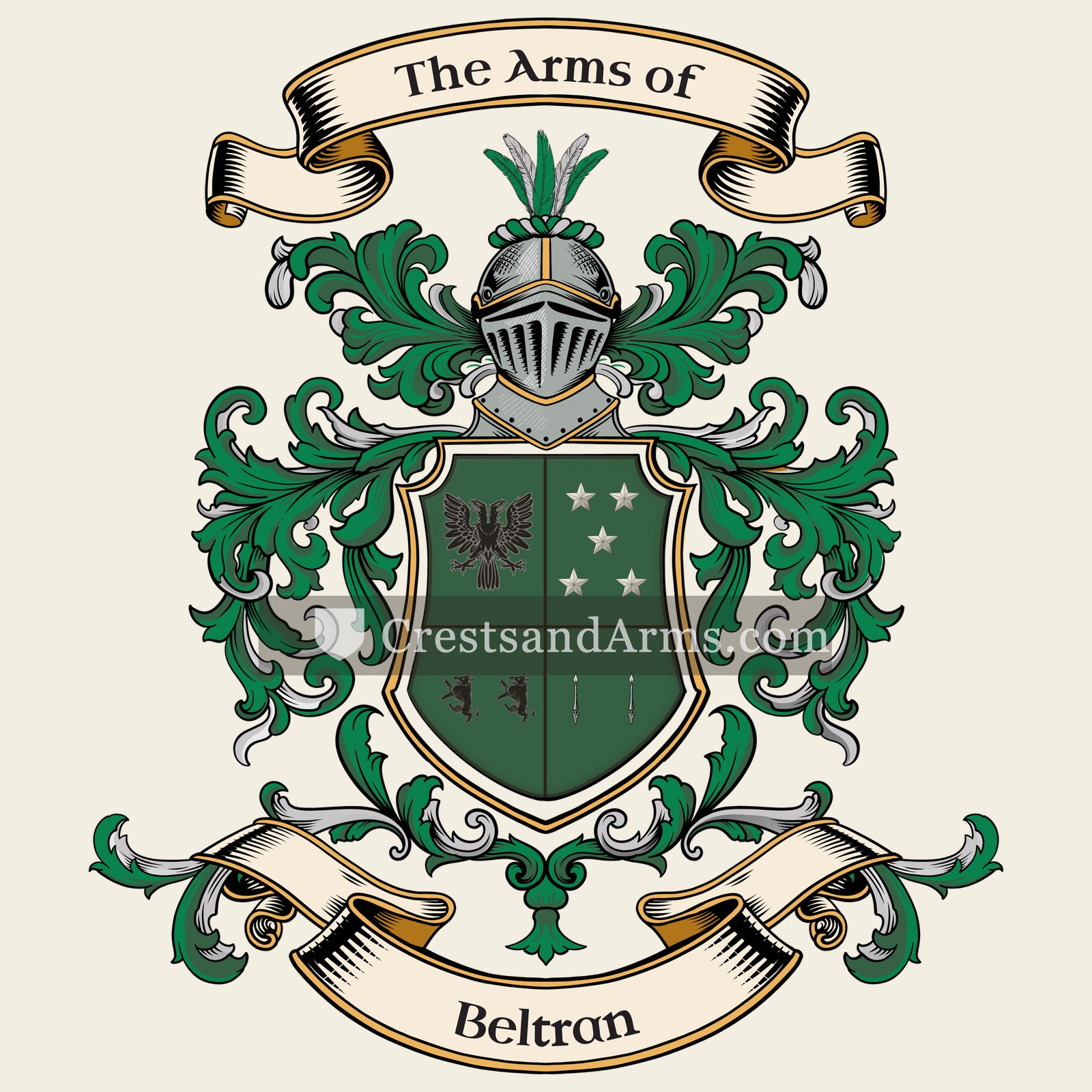 The Beltran coat of arms, drawn from the recorded blazon