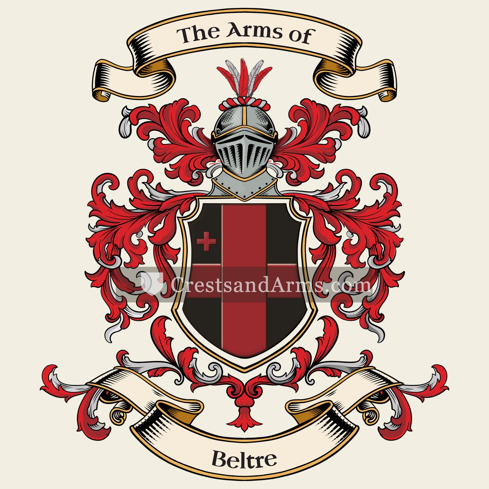 The Beltre coat of arms, drawn from the recorded blazon