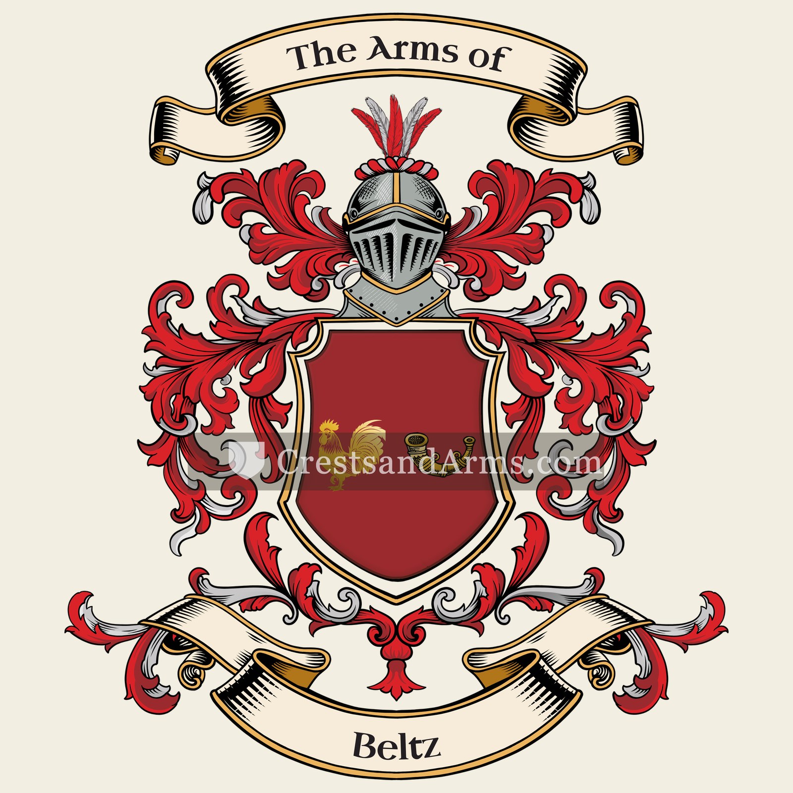 The Beltz coat of arms, drawn from the recorded blazon