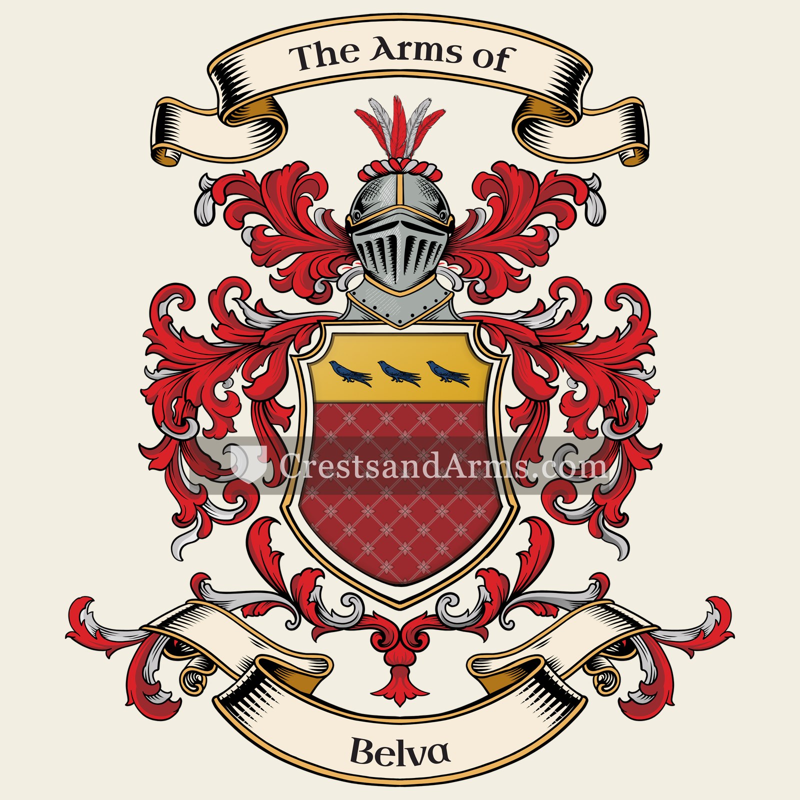 The Belva coat of arms, drawn from the recorded blazon