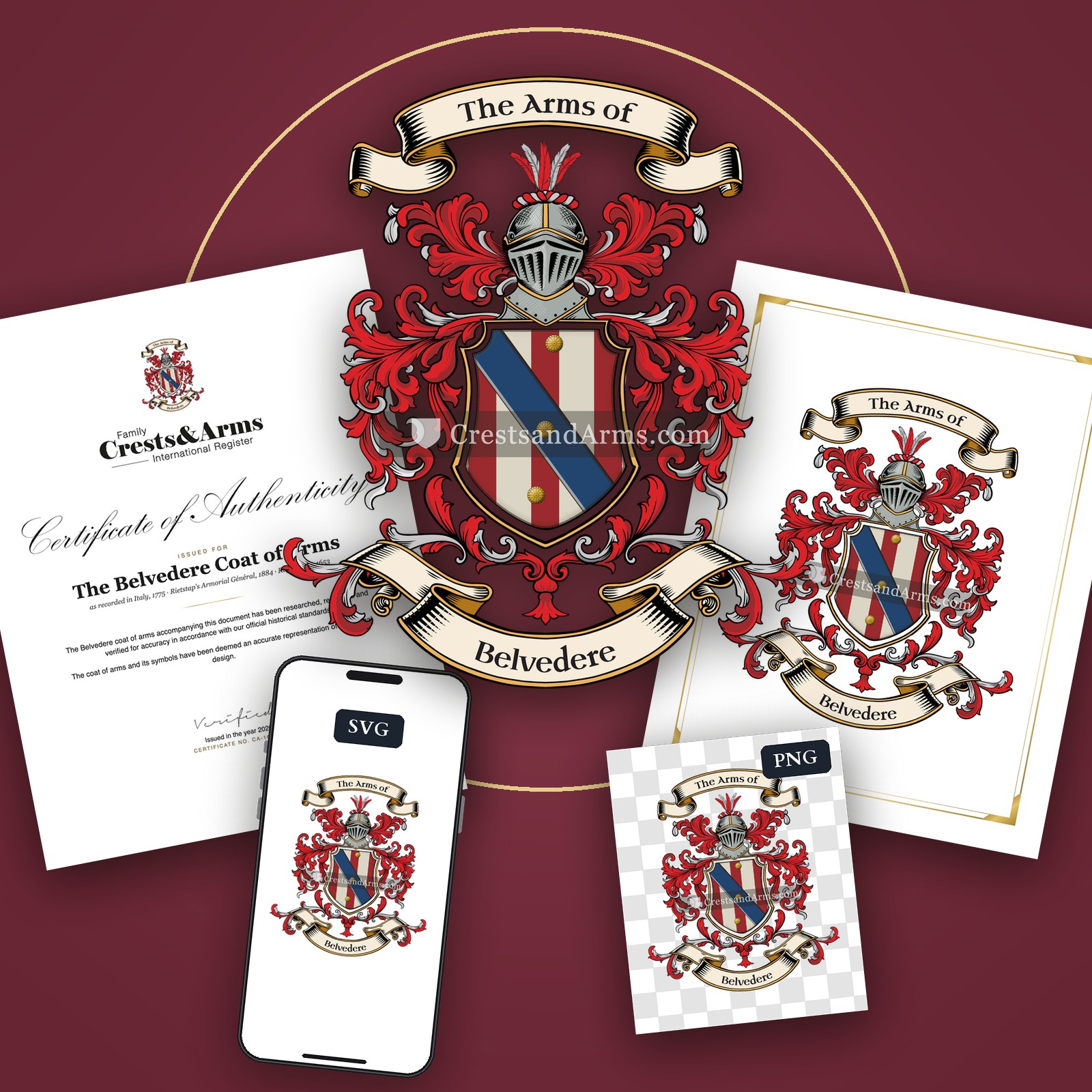 The Belvedere arms on the coat of arms — digital pack