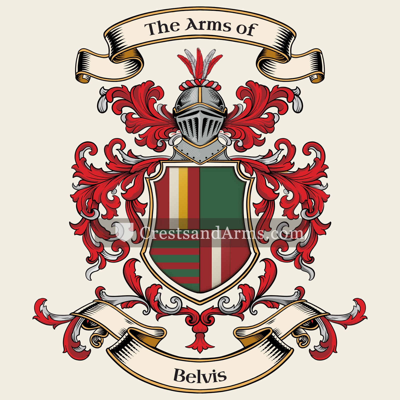 The Belvis coat of arms, drawn from the recorded blazon