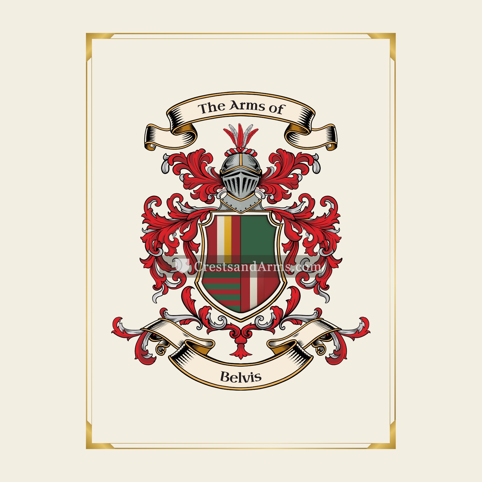 With gold border