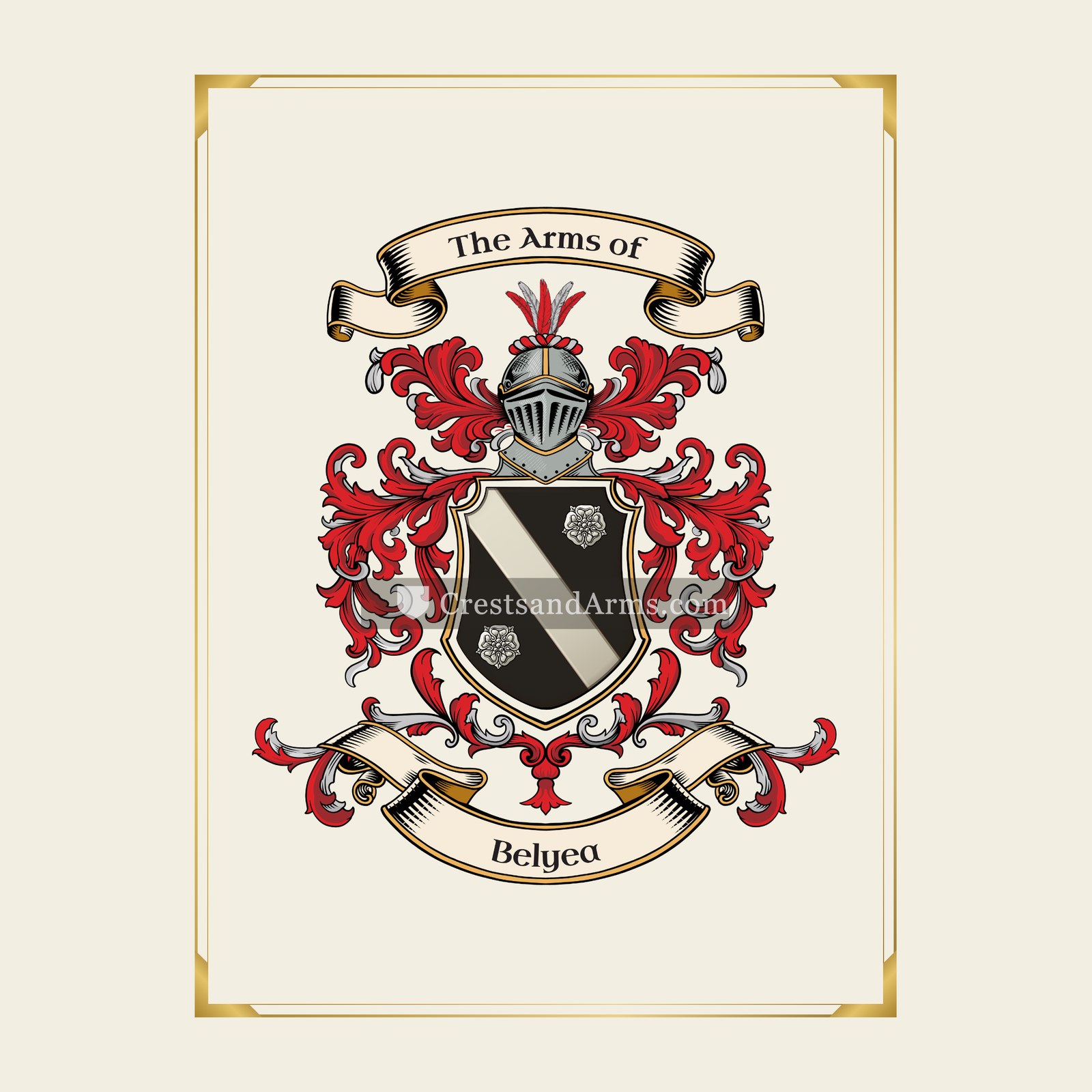 With gold border