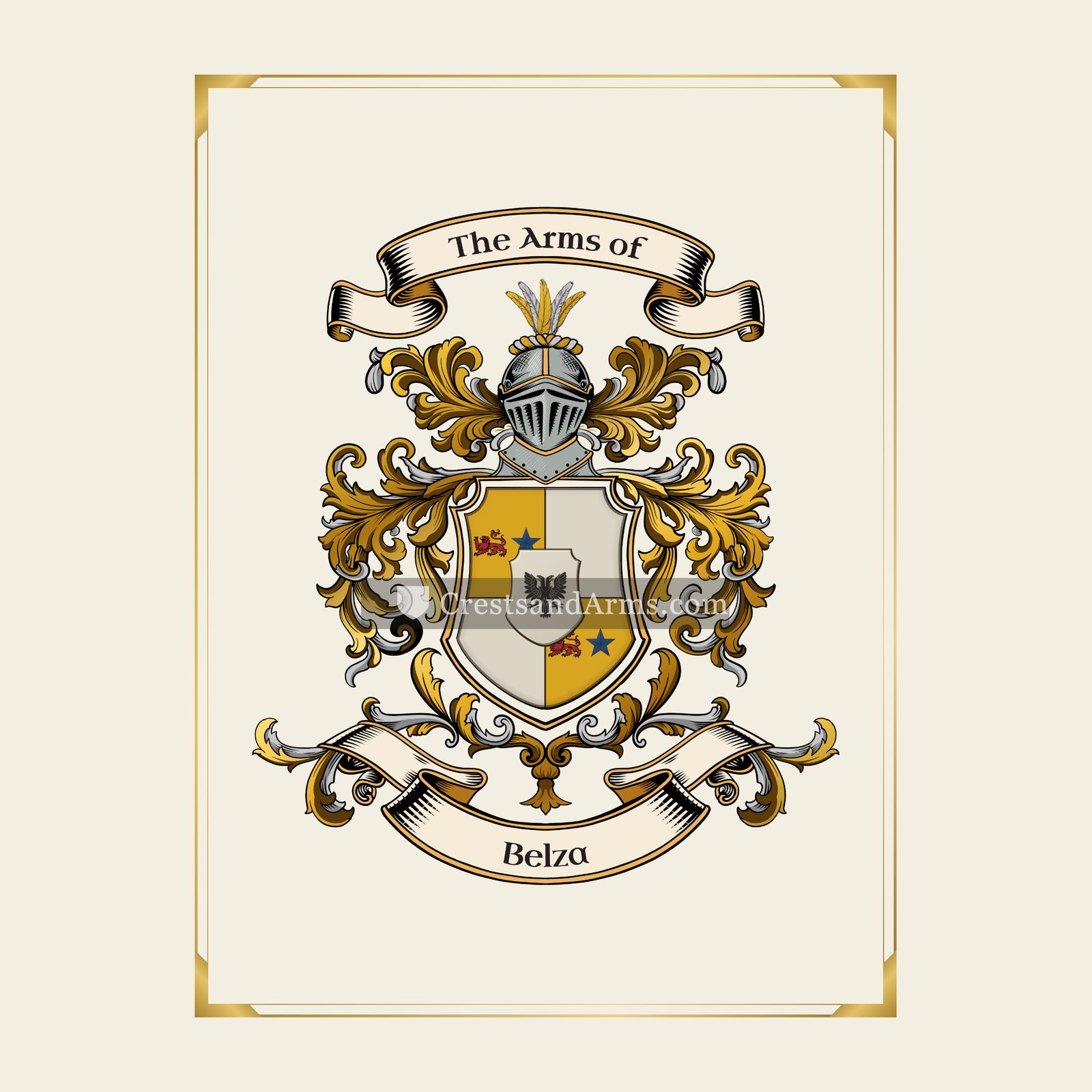 With gold border