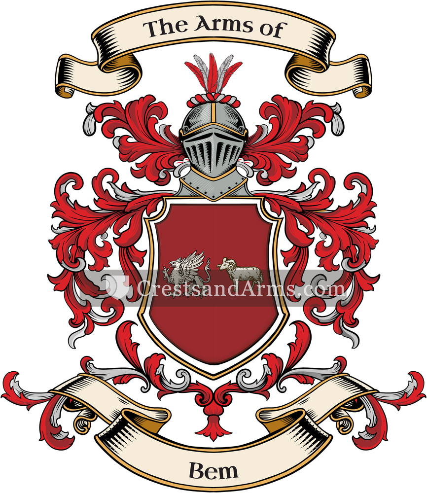 The Bem coat of arms, drawn from the recorded blazon