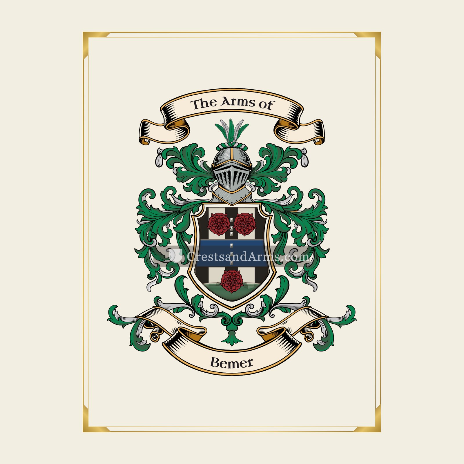 With gold border