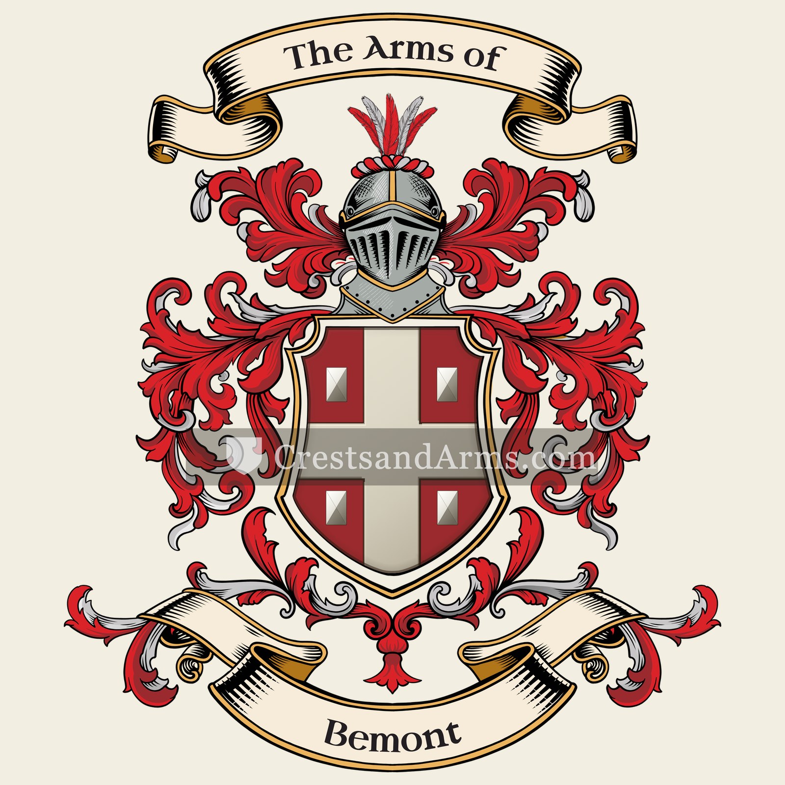 The Bemont coat of arms, drawn from the recorded blazon