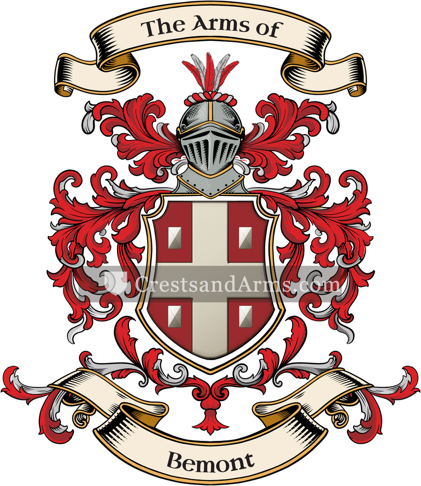 The Bemont coat of arms, drawn from the recorded blazon
