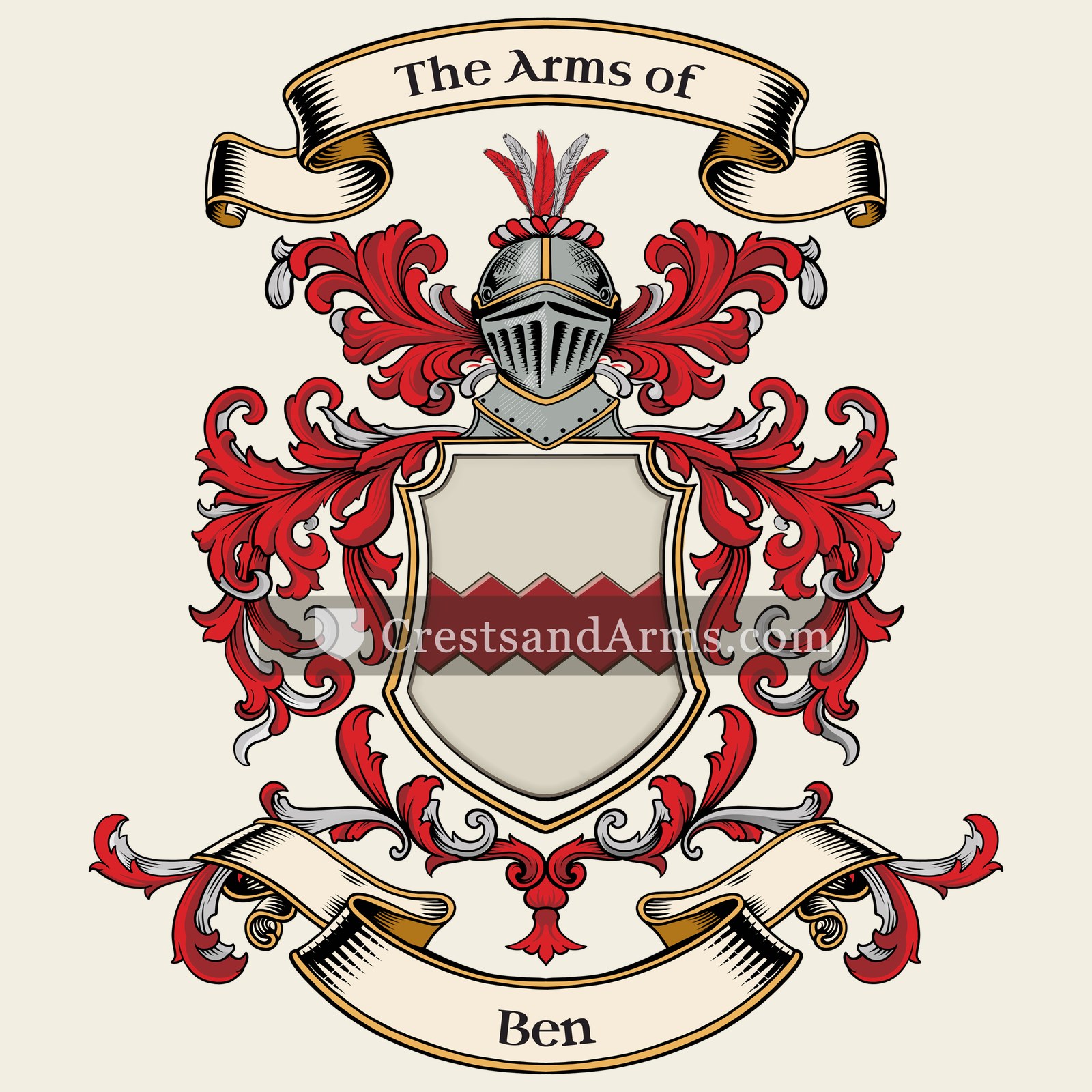 The Ben coat of arms, drawn from the recorded blazon