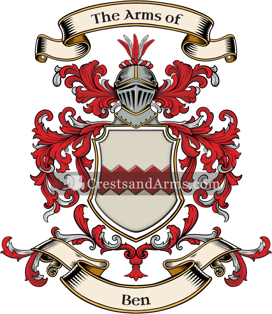 The Ben coat of arms, drawn from the recorded blazon
