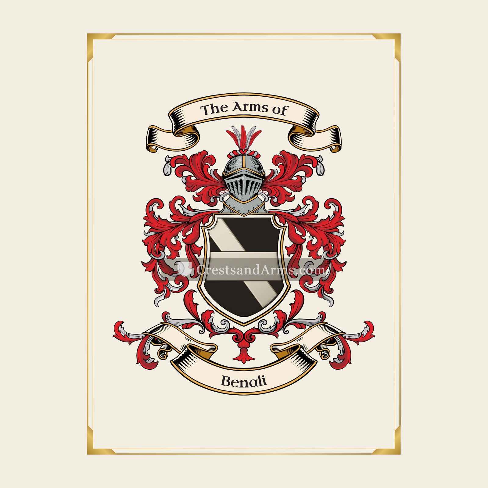 With gold border