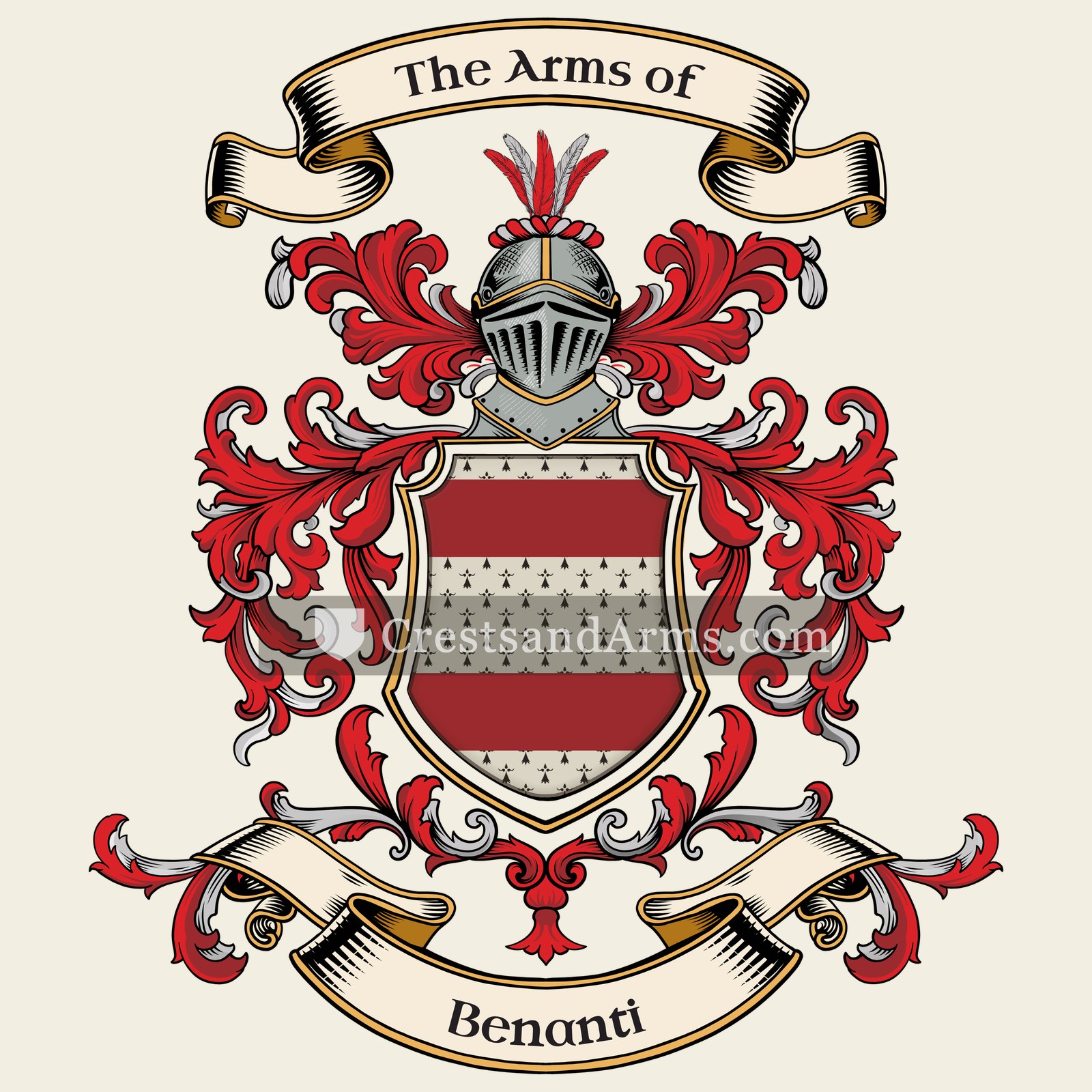 The Benanti coat of arms, drawn from the recorded blazon