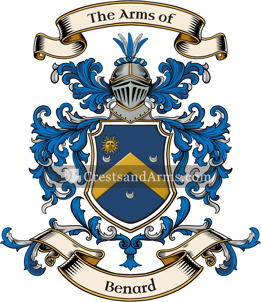 The Benard coat of arms, drawn from the recorded blazon