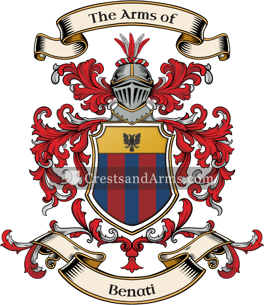 The Benati coat of arms, drawn from the recorded blazon