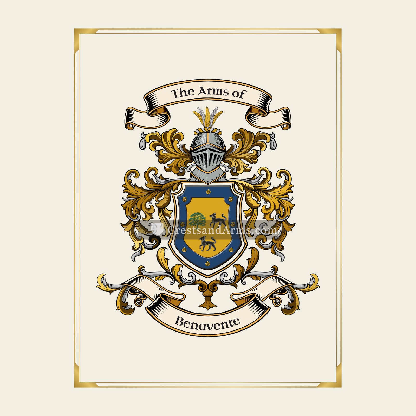 With gold border